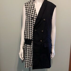 SHEIN Curve 2XL Sleeveless Blouse Houndstooth/Black
